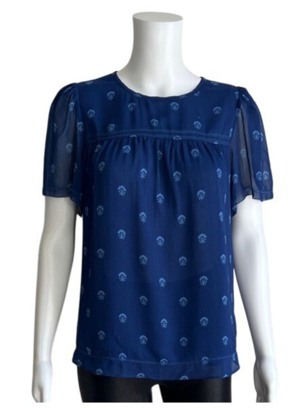 Daniel Rainn Blue Floral Women's Top Size S